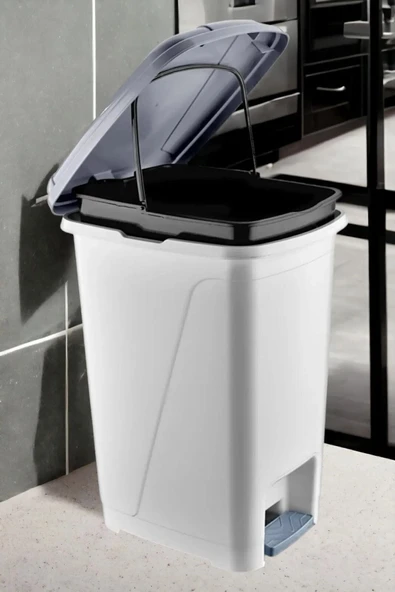25 Litre Iç Kovalı Slim Pedallı Çöp Kovası BEYAZ ürün görseli 1