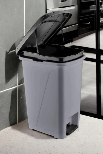 25 Litre Iç Kovalı Slim Pedallı Çöp Kovası Gri ürün görseli 1