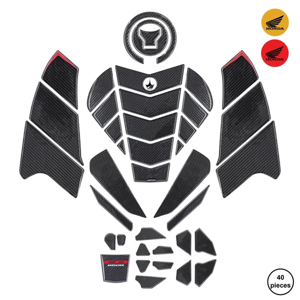 Grippatch Honda CB650R 2025 ile Uyumlu Kaydırmaz 6D Karbon 40 Parça Tank Pad Seti GC54 ürün görseli 1
