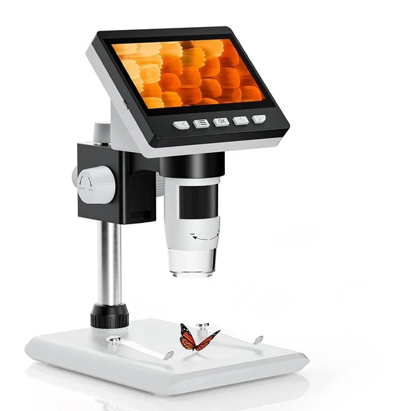 1000X Dijital Mikroskop 1080P LCD Ekran USB HD Mikroskop, 50X-1000X Büyütme, 8 LED Aydınlatma, 2MP Kamera ve Şarj Edilebilir Batarya ürün görseli 1