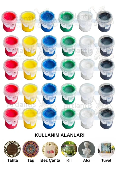 Akrilik Boya 3 ml 6 Renk 5 Paket Mini Küçük Akrilik Boya Taş Ahşap Seramik Tuval Alçı Tuval Etkinlik Boyama Sanatsal ürün görseli 1