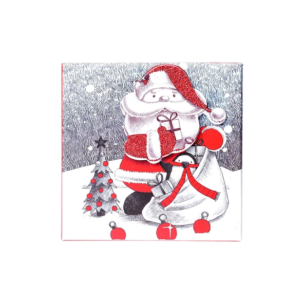 Yılbaşı Noel Baba ve Çam Ağacı Motifli Hediye Kutusu 8x6 cm ürün görseli 1