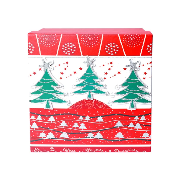 Yılbaşı Çam Ağacı Motifli Hediye Kutusu 12x8 cm ürün görseli 1