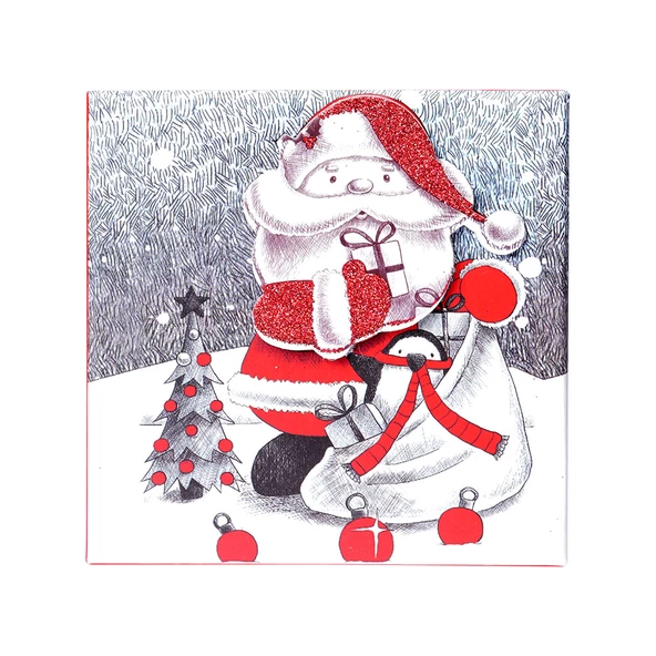 Yılbaşı Noel Baba ve Çam Ağacı Motifli Hediye Kutusu 12x8 cm ürün görseli 1