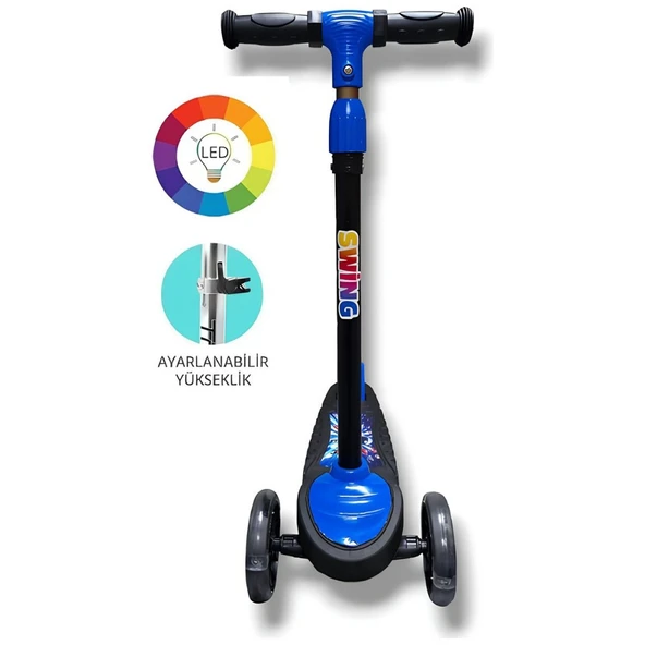 Swing Scooter Işıklı Kutulu Mavi - Resim 3