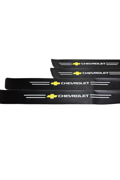 Rukye Shop Chevrolet Logolu Karbon Kapı Eşiği Koruyucu Bant Folyo 4'lü Set ürün görseli 1