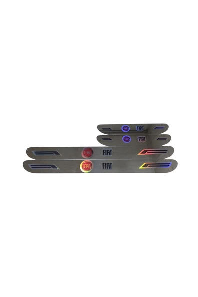 Rukye Shop Fiat Hologram Logolu Araca Özel Marka Logolu Aynalı Kapı Eşiği Koruyucu Yapıştırma 4'lü Set ürün görseli 1