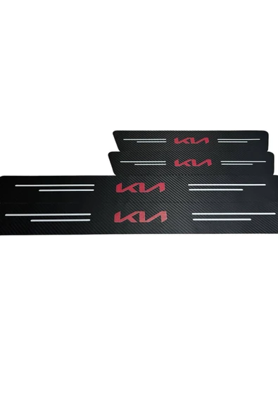 Rukye Shop Yeni Kia Logolu Karbon Kapı Eşiği Koruyucu Bant Folyo 4'lü Set ürün görseli 1