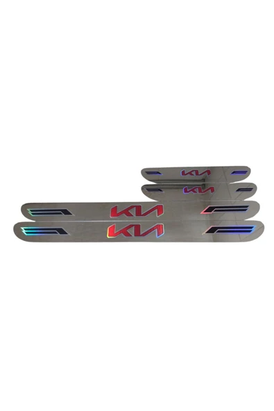 Rukye Shop Kia Hologram Logolu Araca Özel Marka Logolu Aynalı Kapı Eşiği Koruyucu Yapıştırma 4'lü Set ürün görseli 1