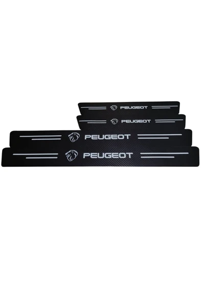 Rukye Shop Yeni Peugeot Logolu Karbon Kapı Eşiği Koruyucu Bant Folyo 4'lü Set ürün görseli 1
