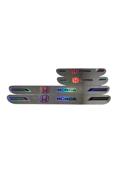 Rukye Shop Honda Hologram Logolu Araca Özel Marka Logolu Aynalı Kapı Eşiği Koruyucu Yapıştırma 4'lü Set ürün görseli 1