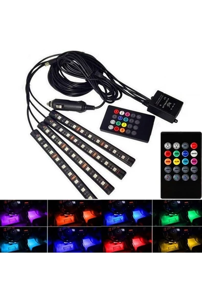 Rukye Shop 12 Ledli Ayak Altı Led Lamba Sese Ve Müziğe Duyarlı Kumandalı Led Rgb ürün görseli 1