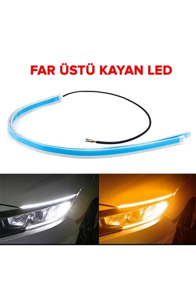 Rukye Shop Far Üstü Kayar Led Açılış Animasyonlu Selamlamalı Sinyalli Far Kayar Led 60cm 2 Adet ürün görseli 1