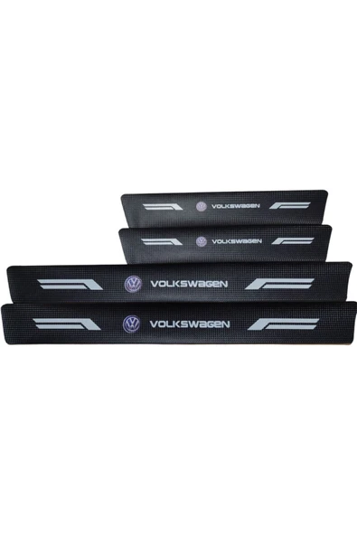 Rukye Shop Volkswagen Logolu Karbon Kapı Eşiği Koruyucu Bant Folyo 4'lü Set ürün görseli 1