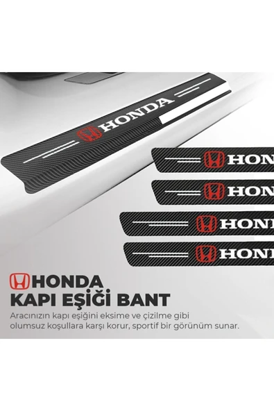 Rukye Shop Honda Logolu Karbon Kapı Eşiği Koruyucu Bant Folyo 4'lü Set ürün görseli 1
