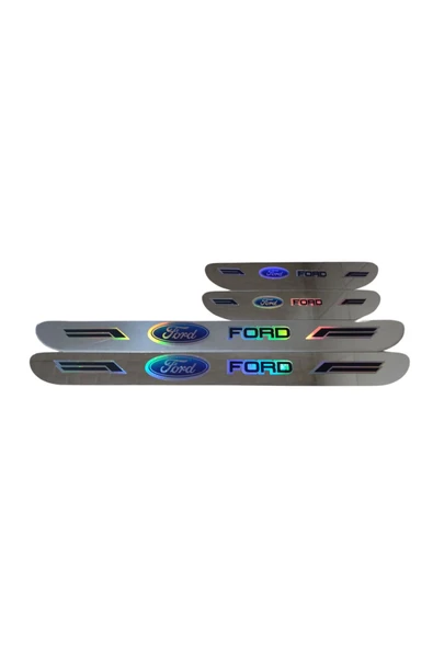 Rukye Shop Ford Hologram Logolu Araca Özel Marka Logolu Aynalı Kapı Eşiği Koruyucu Yapıştırma 4'lü Set ürün görseli 1