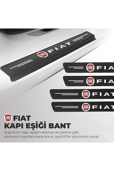 Rukye Shop Fiat Logolu Karbon Kapı Eşiği Koruyucu Bant Folyo 4'lü Set ürün görseli 1