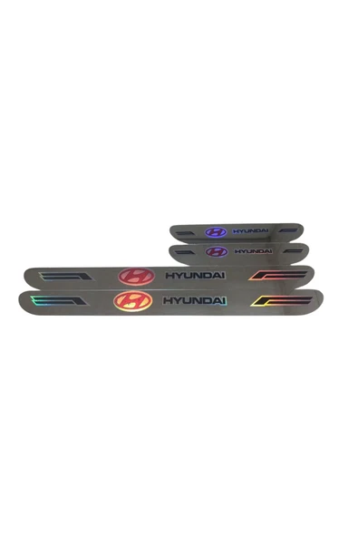 Rukye Shop Hyundai Hologram Logolu Araca Özel Marka Logolu Aynalı Kapı Eşiği Koruyucu Yapıştırma 4'lü Set ürün görseli 1