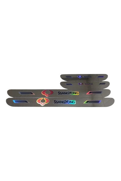 Rukye Shop SsangYong Hologram Logolu Araca Özel Marka Logolu Aynalı Kapı Eşiği Koruyucu Yapıştırma 4'lü Set ürün görseli 1