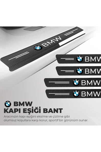 Rukye Shop Bmw Logolu Karbon Kapı Eşiği Koruyucu Bant Folyo 4'lü Set ürün görseli 1