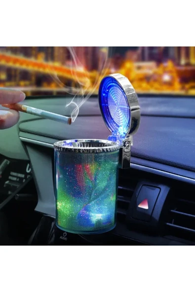 Rukye Shop Simli Dumansız Küllük Kokusuz Ledli Küllük 7 Renkli Rgb Ledli Lüks Küllük Ev Küllüğü ürün görseli 1
