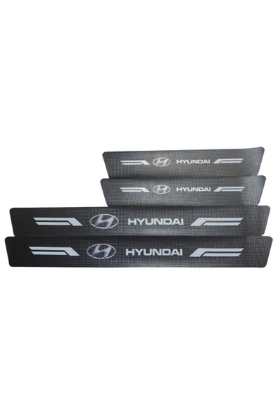 Rukye Shop Hyundai Logolu Karbon Kapı Eşiği Koruyucu Bant Folyo 4'lü Set ürün görseli 1
