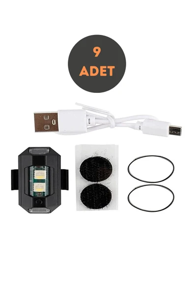 Rukye Shop 9 Adet Mini Uçak Kanat Led Kablosuz Aircraft Rgb Led Lamba Kablosuz Mini Çakar Usb Şarjlı ürün görseli 1