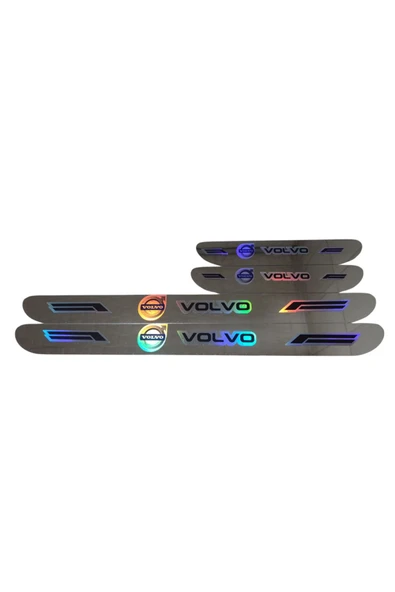 Rukye Shop Volvo Hologram Logolu Araca Özel Marka Logolu Aynalı Kapı Eşiği Koruyucu Yapıştırma 4'lü Set ürün görseli 1