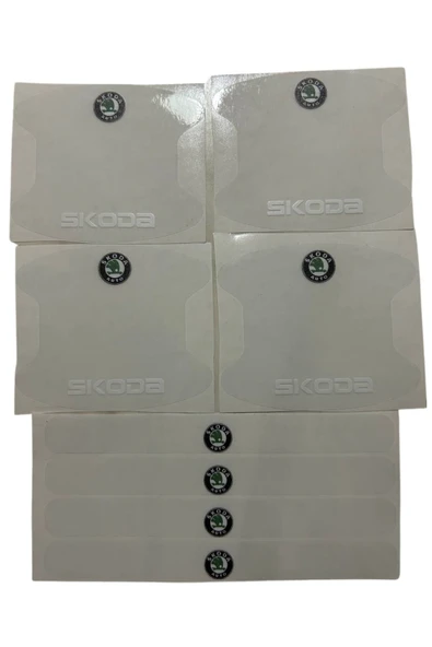 Rukye Shop Skoda Marka Logolu Oto Kapı Kolu Çizik Önleyici Yapışkan 8'li Set ürün görseli 1