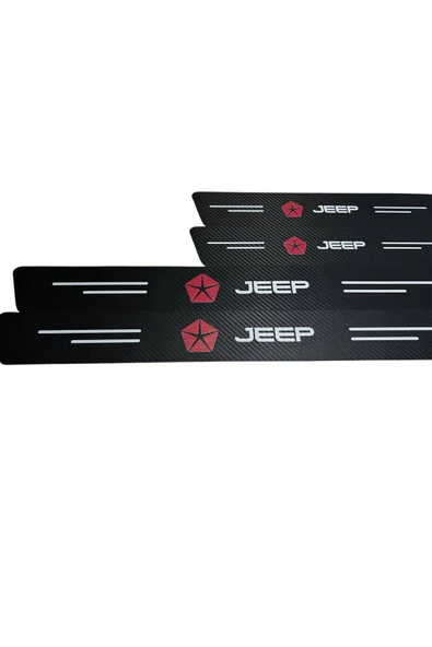 Rukye Shop Jeep Logolu Karbon Kapı Eşiği Koruyucu Bant Folyo 4'lü Set ürün görseli 1