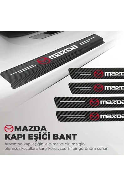 Rukye Shop Mazda Logolu Karbon Kapı Eşiği Koruyucu Bant Folyo 4'lü Set ürün görseli 1