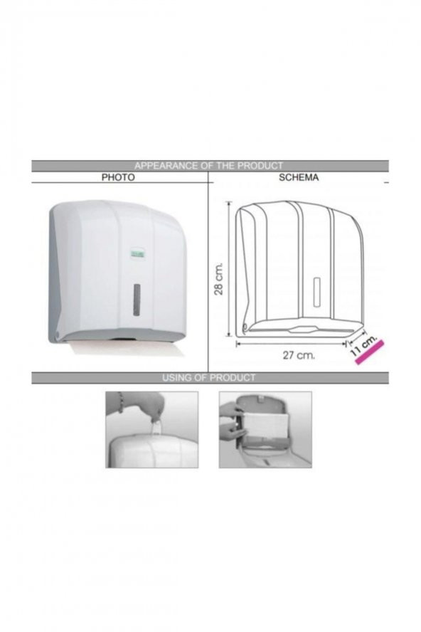 Z Katlı Kağıt Havlu Dispenseri 300lü Beyaz Kh300 ürün görseli 1