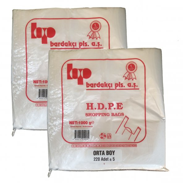 Bardakçı Market Poşeti 1kg - Orta Boy 220x2 Adet ürün görseli 1