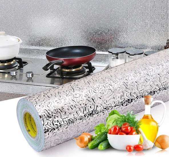 Yapışkanlı Kolay Silinebilir Mutfak Tezgah Üstü Folyo Gümüş ürün görseli 1