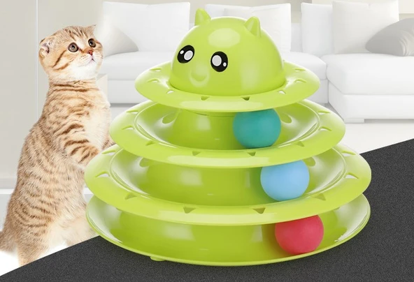 3 Katlı Kedi Oyuncağı Kedi Başlıklı Yeni ürün görseli 1