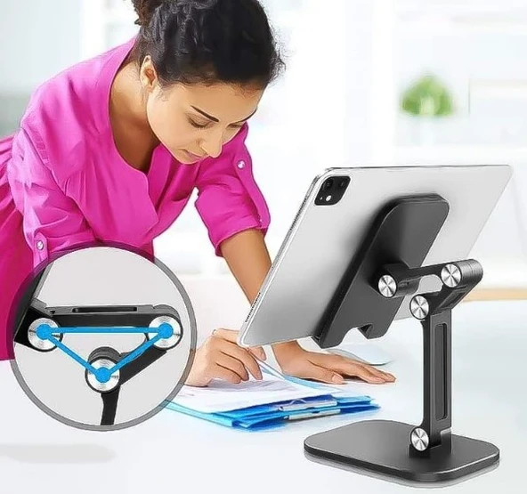Kademeli Katlanabilir Masaüstü Telefon Tablet Standı MC-472 - Resim 5