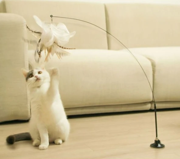 Vantuzlu Tüylü Zilli Kedi Oyun Oltası ürün görseli 1