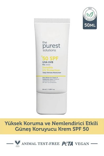 The Purest Solutions Invisible UV Protection Günlük Kullanıma Uygun Nemlendiricili Güneş Kremi SPF50 ürün görseli 1