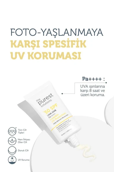 The Purest Solutions Invisible UV Protection Günlük Kullanıma Uygun Nemlendiricili Güneş Kremi SPF50 - Resim 2