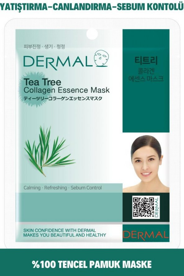 DERMAL Sebum Kontrolü, Yatıştırıcı, Canlandırıcı Çay Ağacı Özlü Kolajen Maske 23 Gr ürün görseli 1