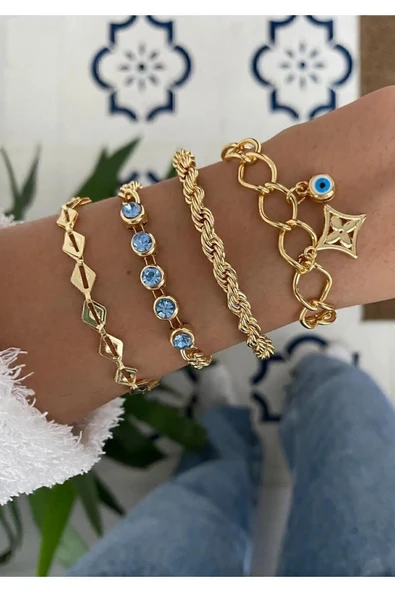 MagicStone Turquoise Stone Dörtlü Kombin Bileklik ürün görseli 1