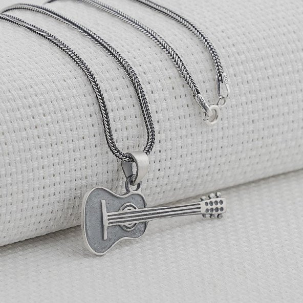Gitar Tasarımlı 925 Ayar Gümüş Kolye ürün görseli 1