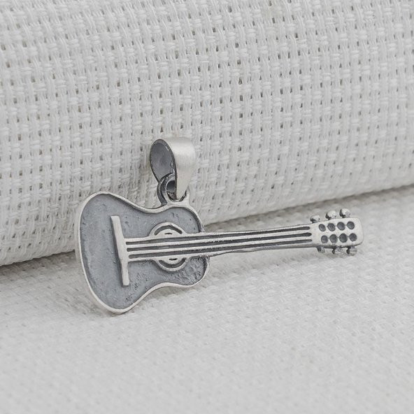 Gitar Tasarımlı 925 Ayar Gümüş Kolye Ucu ürün görseli 1