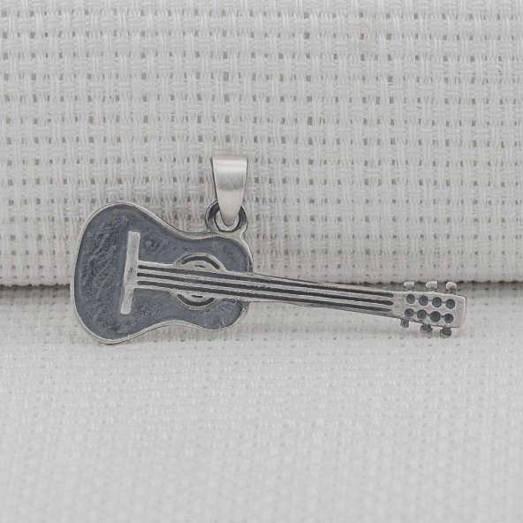 Gitar Tasarımlı 925 Ayar Gümüş Kolye Ucu - Resim 2
