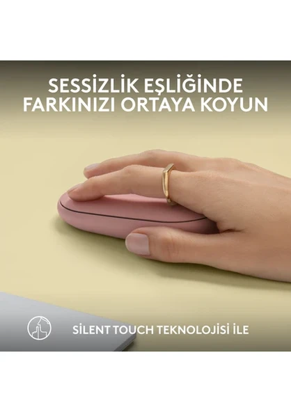 Logitech M350S 910-007014 Pebble 2 Bluetooth Kablosuz Sessiz Kompakt Mouse - Pembe - Resim 3