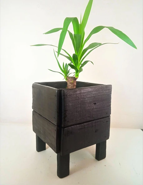 Wood&Pot Yakisugi Dış Mekan Saksı - 28x28x36 ürün görseli 1
