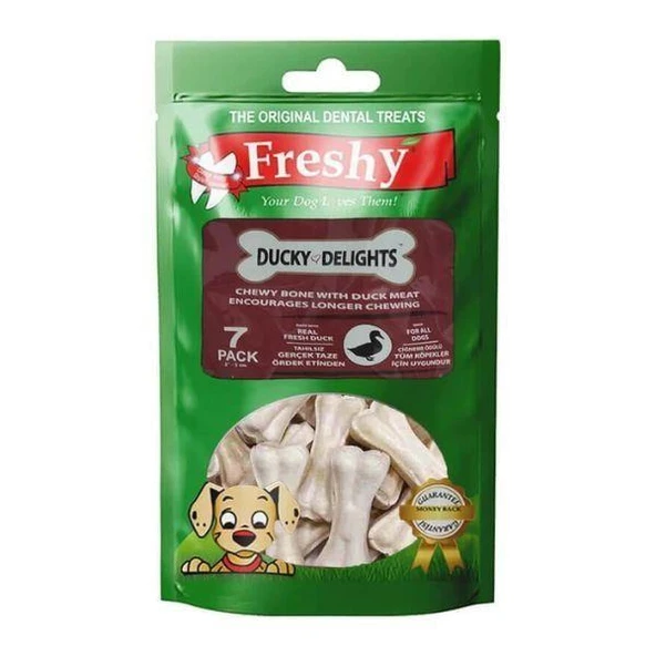 Freshy Ördek Etiyle Kaplanmış Doğal Dana Derisinden Çiğneme Kemiği 105 gr ürün görseli 1