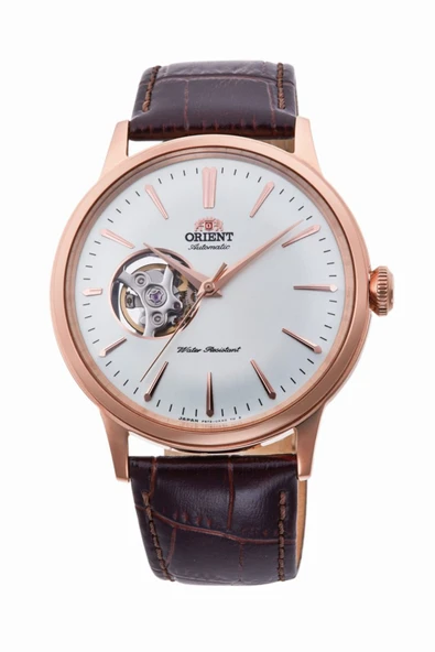 Orient Bambino RA-AG0001S30B Kurmalı Otomatik Deri Kahverengi Beyaz Kadran Open Heart 41 mm Erkek Kol Saati ürün görseli 1