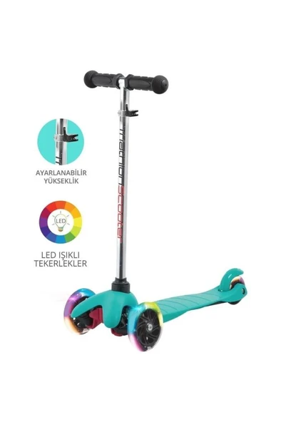 CVS DN 80001 AYARLANABİLİR DİREKSİYONLU LED IŞIKLI TEKERLEKLİ SCOOTER - MAVİ ürün görseli 1