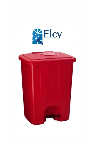 ELCY Pedallı Plastik 65 LT Kırmızı Çöp Kovası ürün görseli 1